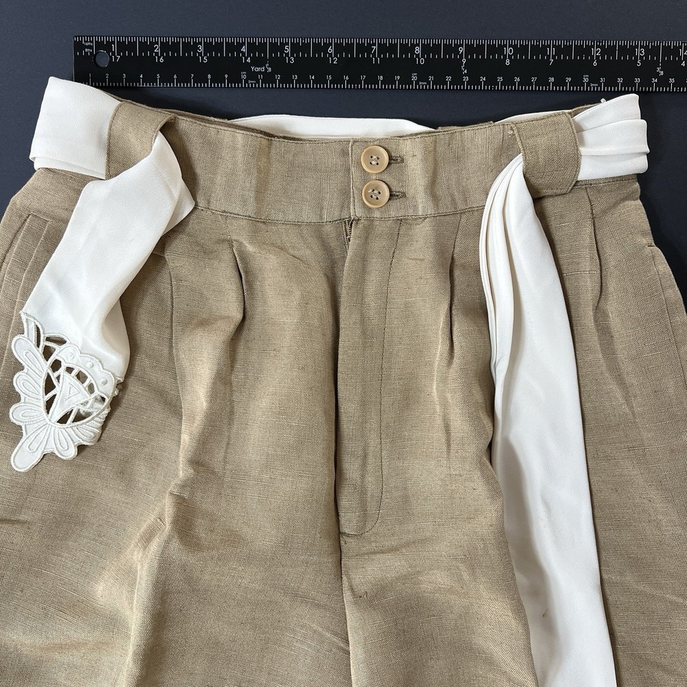 Vintage Giorgio Sant Angelo Collectible Gold Pants Womens 8 Straight Leg Belted - Picture 4 of 9